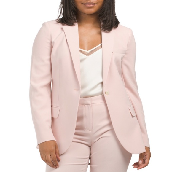NEW Theory Staple Classic Crepe Single-Button Blazer pink salt - Picture 2 of 7
